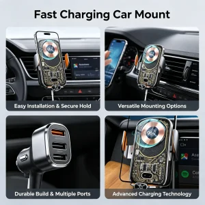 Motorized Clamping Wireless Car Phone Holder