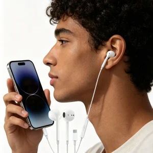 USB-C Wired Earphones for iPhone – In-Ear Design, In-Line Control & Mic, Supports iPhone 15/16 Full Series & iPad